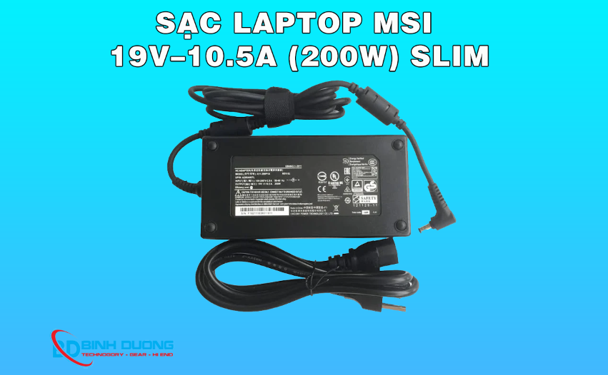 Sạc Laptop MSI 19V–10.5A (200W) Slim Zin Chính Hãng