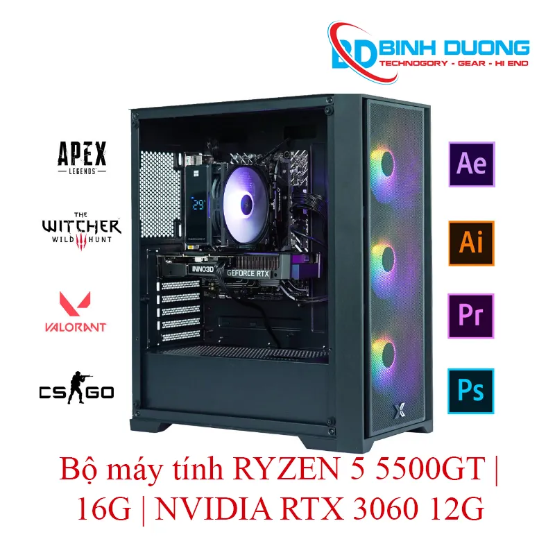Bộ máy tính RYZEN 5 5500GT | 16G | NVIDIA RTX 3060 12G