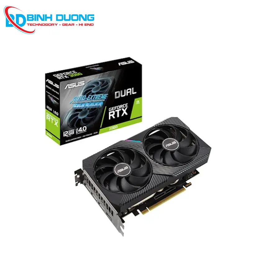 Card màn hình Asus Dual GeForce RTX™ 3060 V2 12GB GDDR6 (DUAL-RTX3060-12G-V2) 12GB GDDR6 (90YV0GB3-M0NA10)