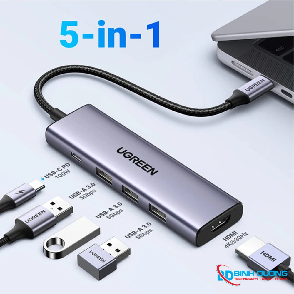Bộ chuyển đổi USB-C sang USB-C+3*USB 3.0+HDMI hỗ trợ 4K Ugreen (15596) - Chi tiết 2