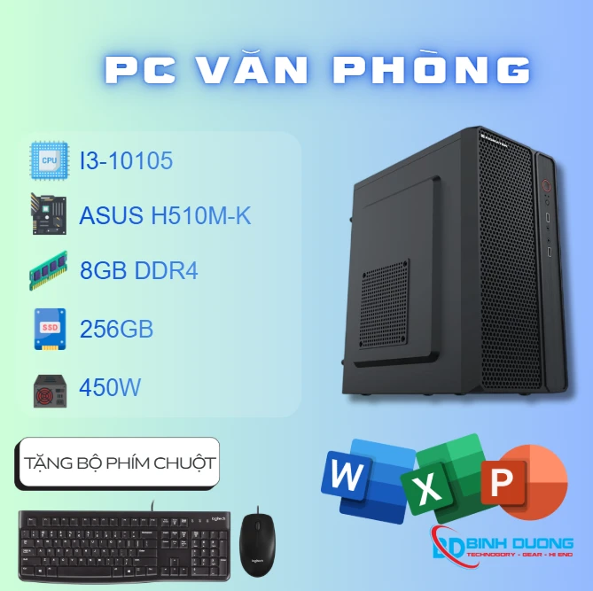Bộ máy tính Văn phòng i3 10105/ RAM 8GB/ SSD 256GB