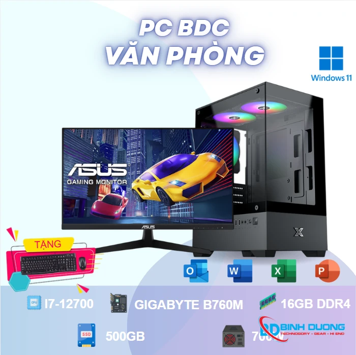 Bộ máy tính Văn phòng i7 12700/ 16GB/ 500GB SSD