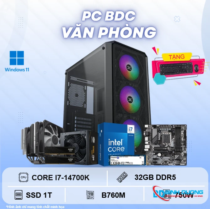 Bộ máy tính văn phòng i7 14700K/ RAM 32GB/ SSD 1TB/ 750w