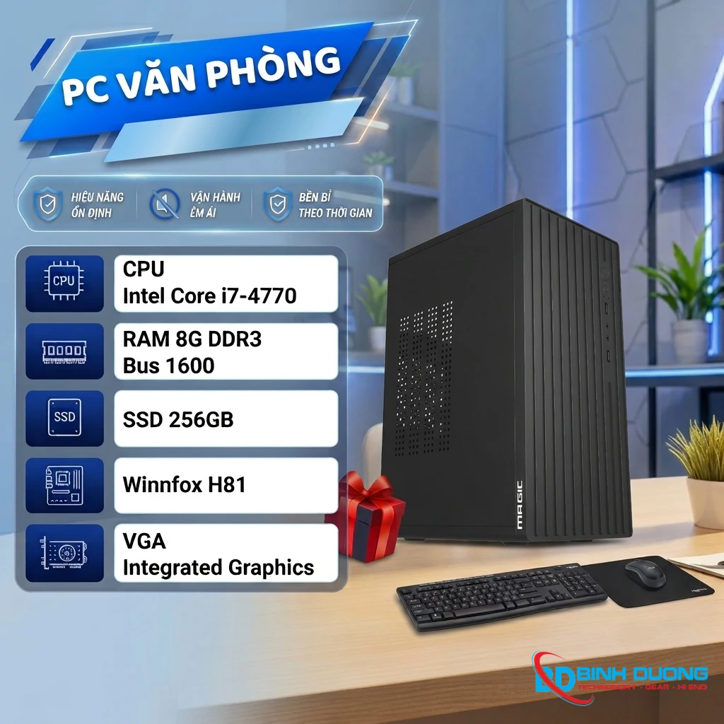 Bộ máy tính văn phòng i7 4770/ RAM 8GB/ SSD 256GB/ PSU 350W