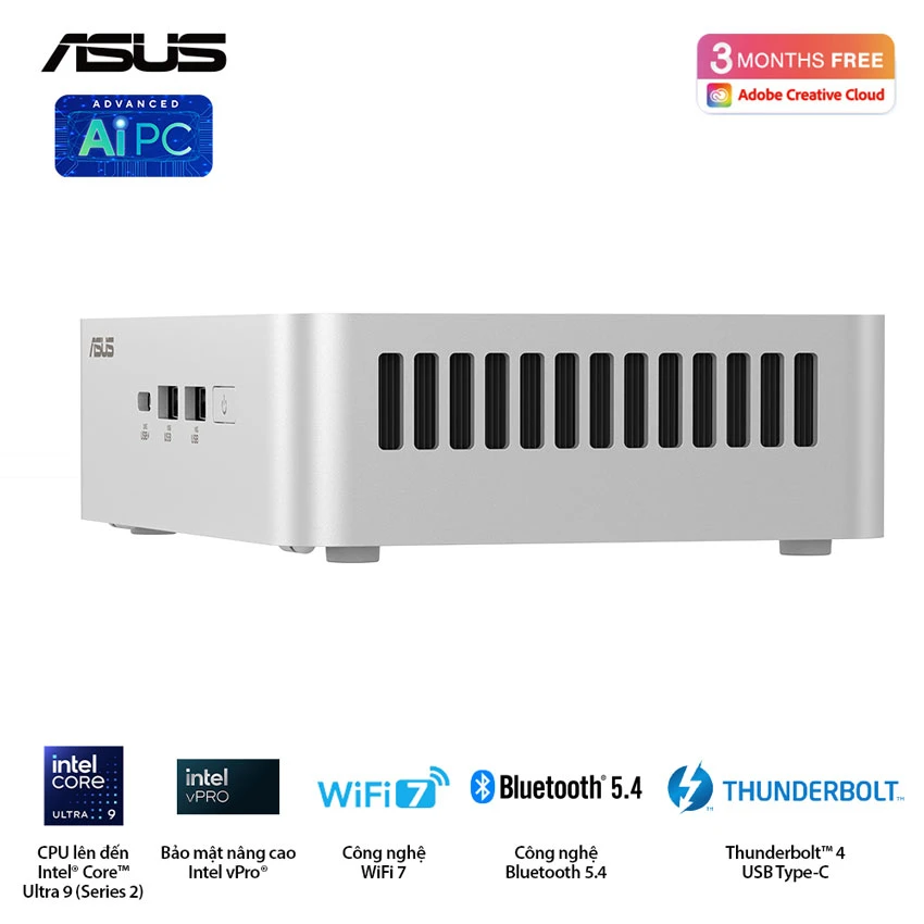 Bô Mini PC Asus NUC 15 PRO RNUC15CRSU500000i -Tall/ U5- 225H/2xDDR5-6400/2xNVMe/ 2x HDMI 2.1/2x Thunderbolt/ VESA MOUNT/ WHITE - Chi tiết 4
