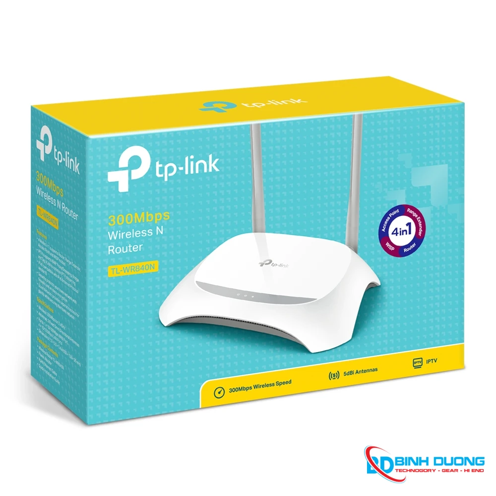 Bộ phát wifi TP-Link TL-WR840N (Chuẩn N/ 300Mbps/ 2 Ăng-ten ngoài/ 15 User)