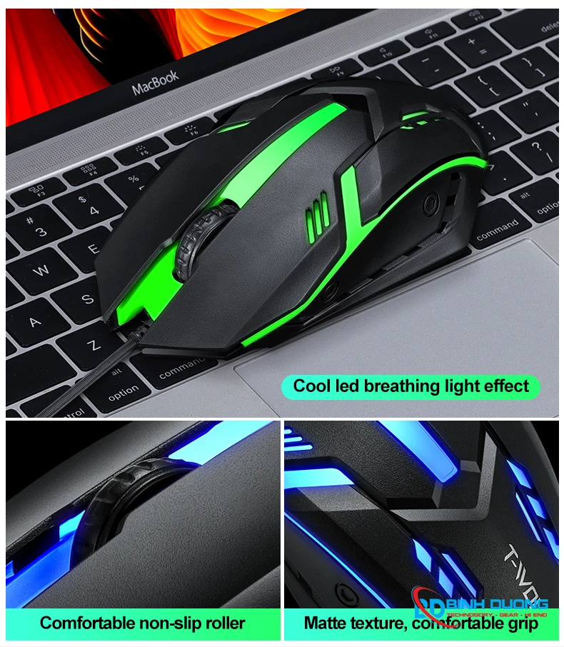 Combo Phím Chuột T-WOLF TF230 (USB/Black/104 LED Highcap key/1.5m/1200dpi/3 key/1.4m) - Chi tiết 11