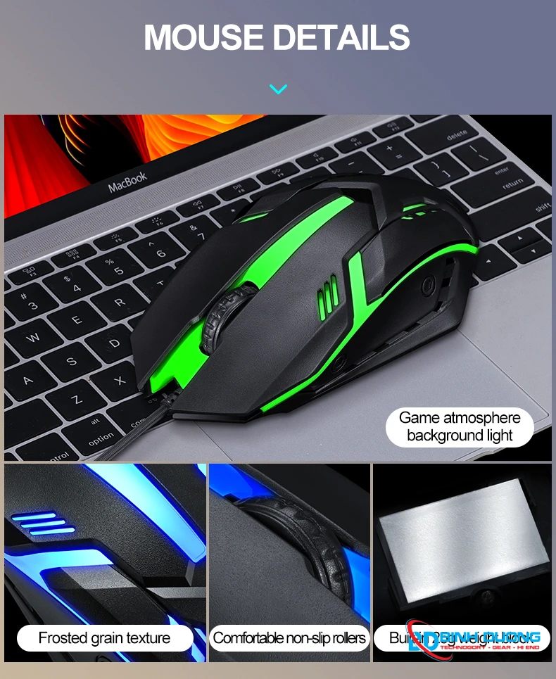 Combo Phím Chuột T-WOLF TF270 (USB/Black/104 LED Highcap key/1.3m/1200dpi/3 key/1.4m) - Chi tiết 4