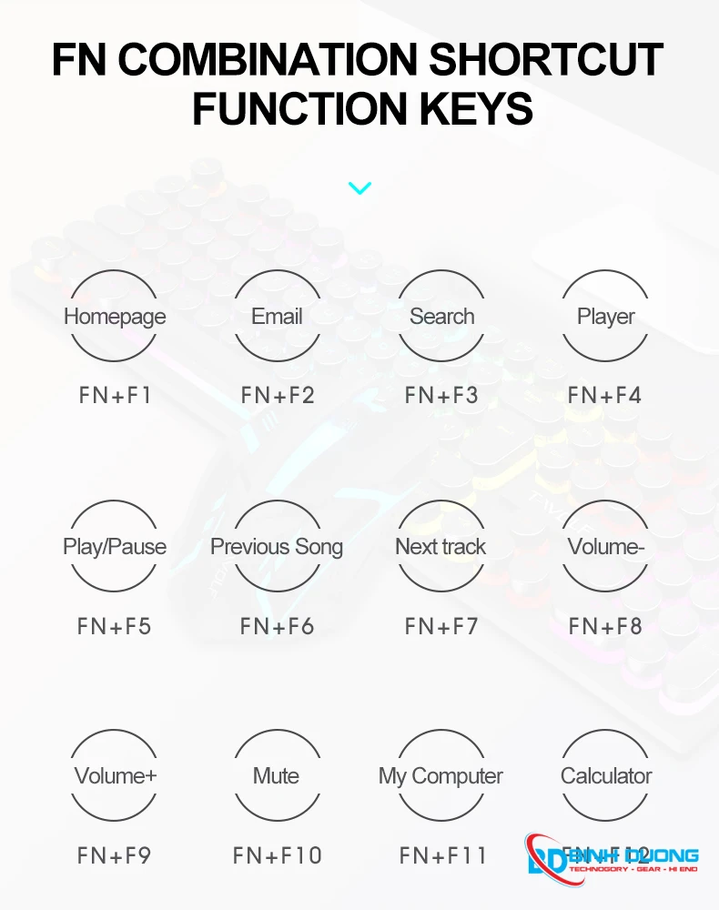 Combo Phím Chuột T-WOLF TF270 (USB/Black/104 LED Highcap key/1.3m/1200dpi/3 key/1.4m) - Chi tiết 8