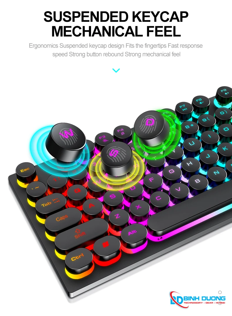 Combo Phím Chuột T-WOLF TF270 (USB/Black/104 LED Highcap key/1.3m/1200dpi/3 key/1.4m) - Chi tiết 9