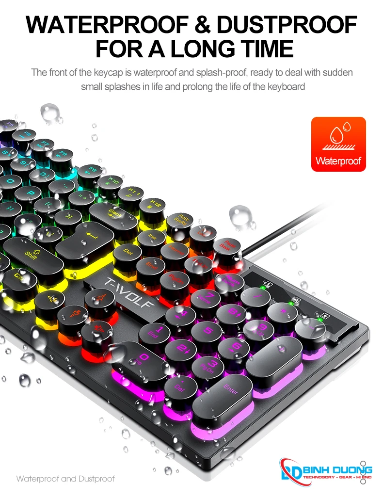 Combo Phím Chuột T-WOLF TF270 (USB/Black/104 LED Highcap key/1.3m/1200dpi/3 key/1.4m) - Chi tiết 14