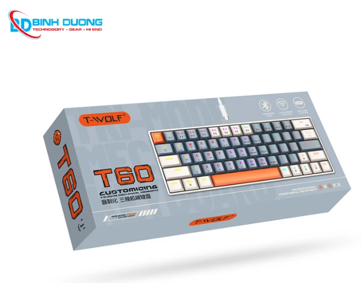 KEYBOARD T-WOLF T60 (White/63 key/Blue  Switch/LED/USB/509g/1.5m)
