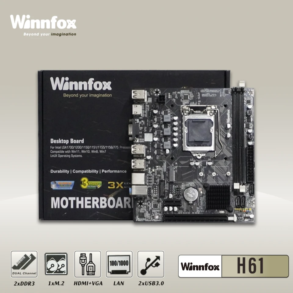 Mainboard Winnfox H61 ( LAN 1000mps  - M2 - ITX )