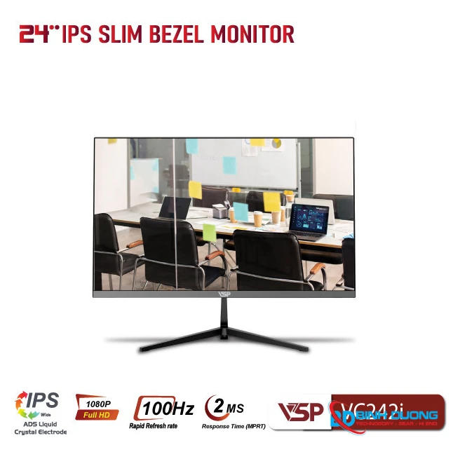 Màn Hình VSP VC242i Đen (24 inch / FHD / IPS / 100Hz / 2ms)