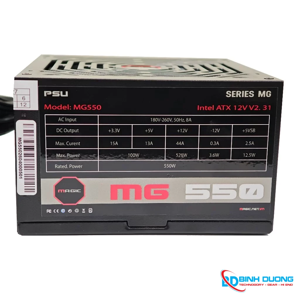 Nguồn máy tính MAGIC MG-550 CST 550W | ATX | Cáp đen dẹt | Non Modular - Chi tiết 7