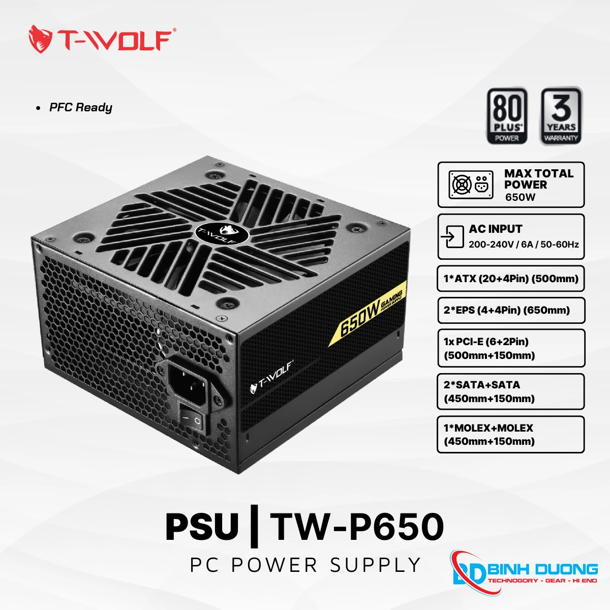 Nguồn máy tính T-Wolf 650W