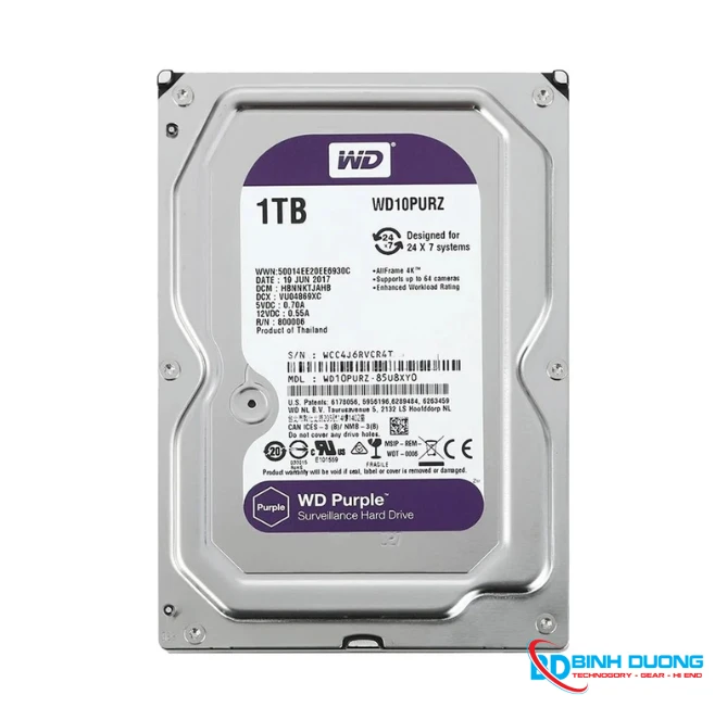 Ổ cứng HDD Western Digital Purple 1TB 3.5" SATA 3 - WD10PURZ
