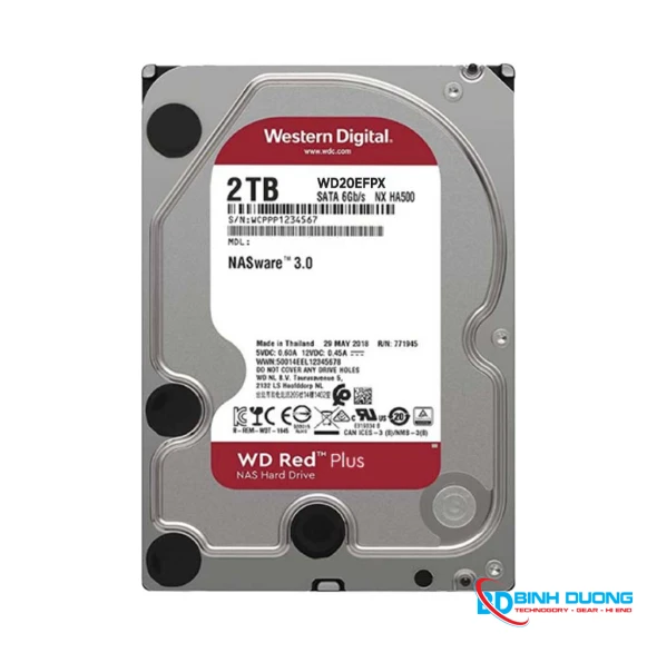 Ổ cứng Western Digital Red Plus 2TB 3.5 inch 64MB Cache 5400RPM WD20EFPX