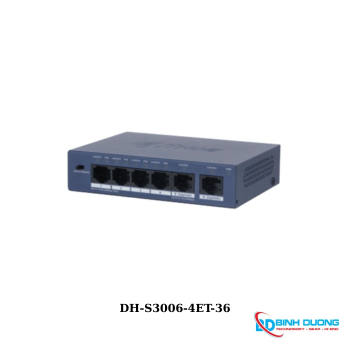 Switch PoE Dahua DH-S3006-4ET-36 4 port (Hỗ trợ 2 cổng mạng uplink)
