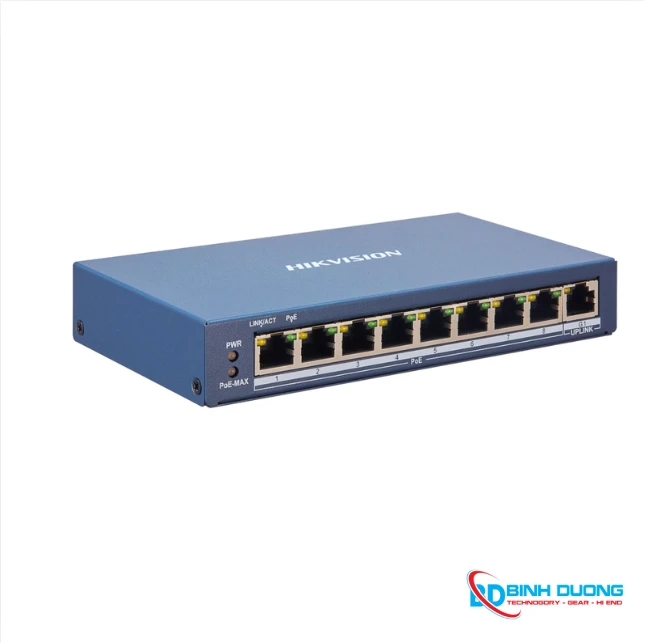 Switch POE Hikvision DS-3E1309P-EI 8 port (100MB) + 1 Port UpLink 1GB (Camera IP 300M) 60W