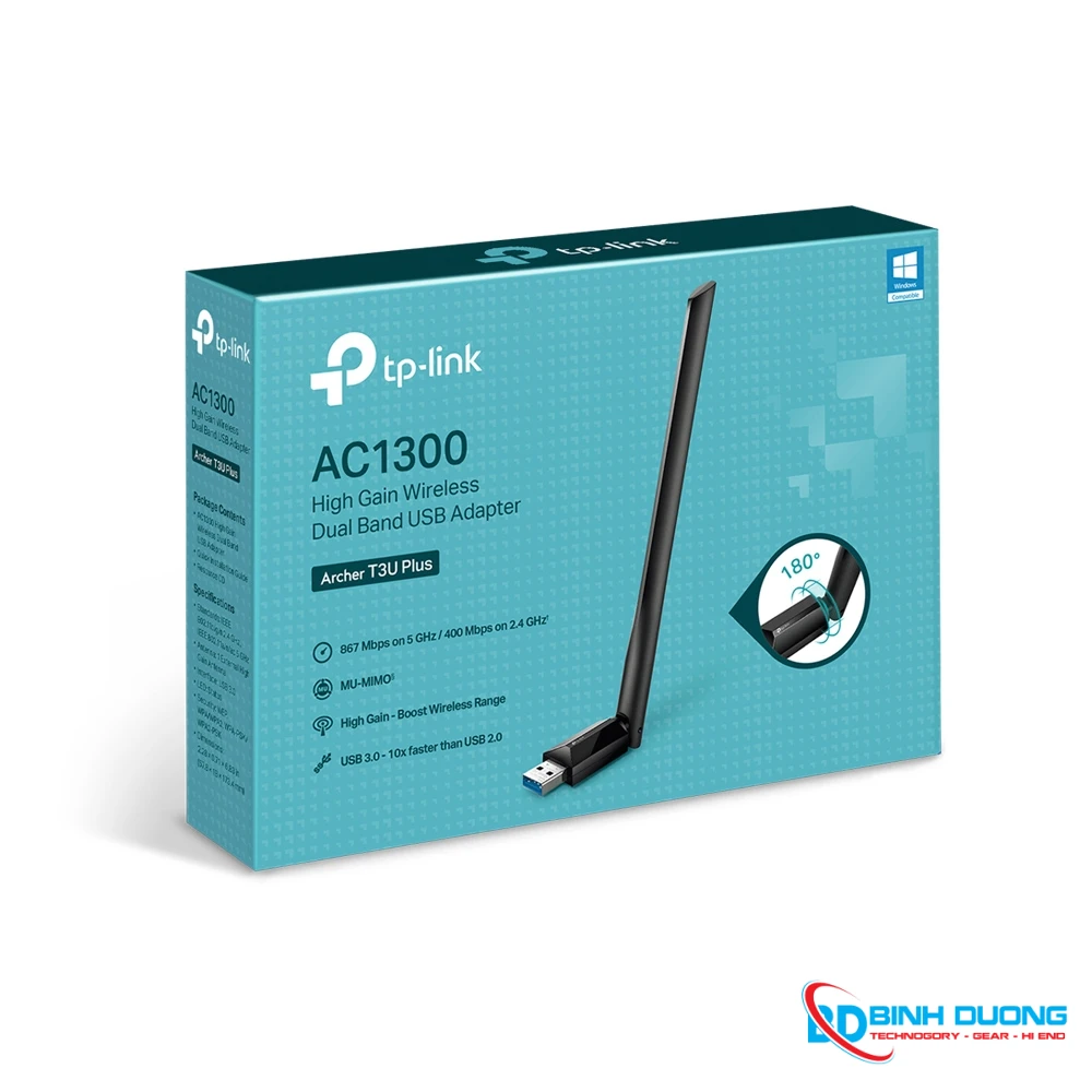 USB Wi-Fi TPLINK Băng Tần Kép AC1300 Archer T3U Plus