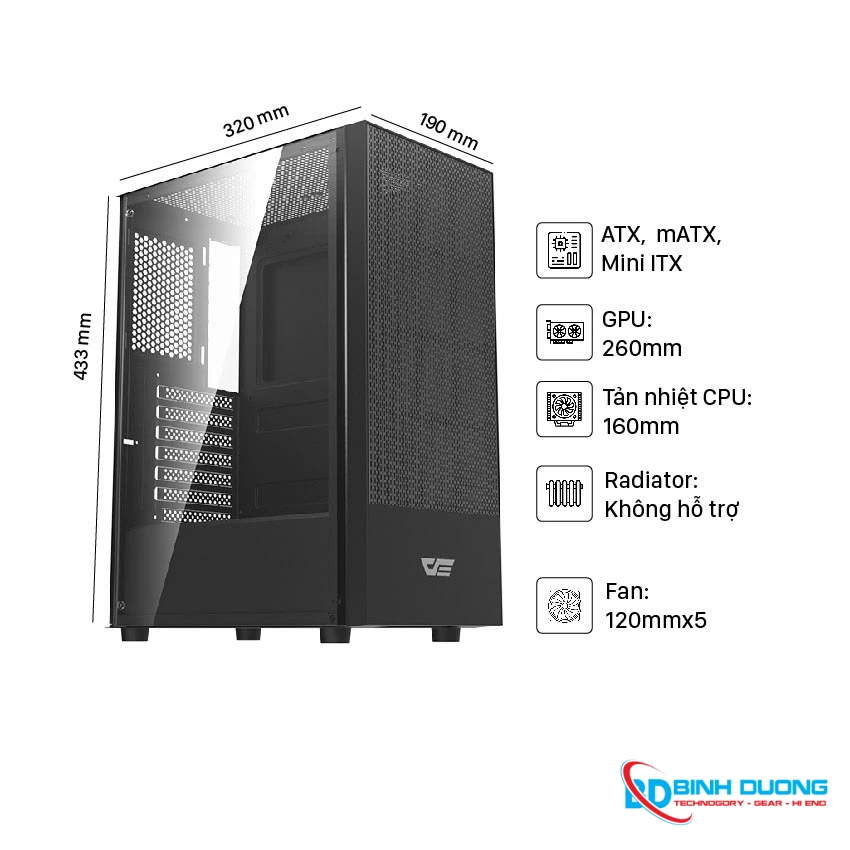 Vỏ case máy tính DarkFlash A290 (Mid Tower/ Màu Đen)